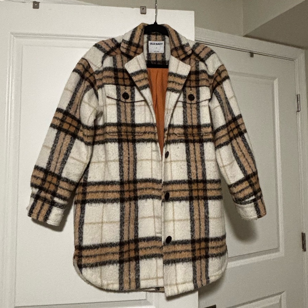 Old Navy Tan and Black Plaid Shacket